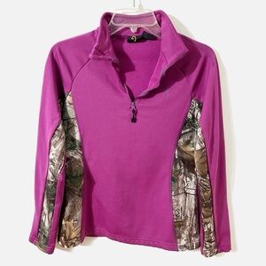Browning Women's Canyon Softshell 1/4 Zip Long Sleeve Jacket Purple / Camouflage